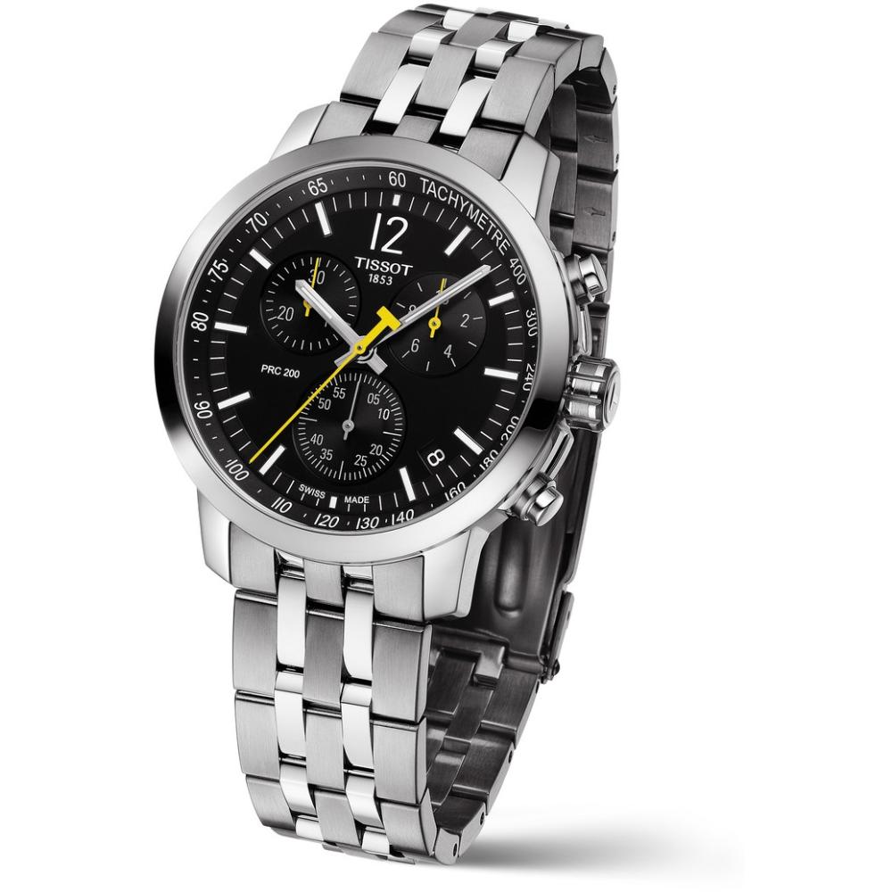 TISSOT PRC 200 Chronograph Black Dial 42mm Silver Stainless Steel Bracelet T114.417.11.057.00