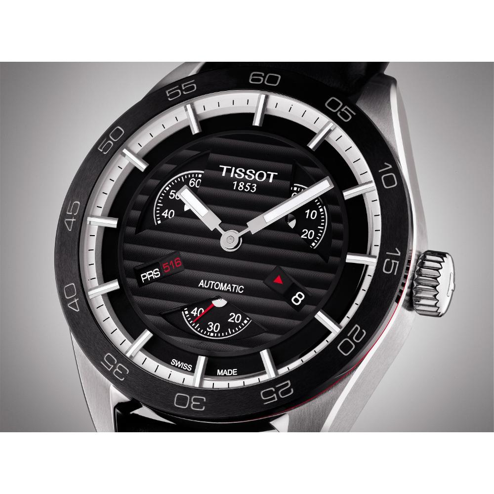 TISSOT PRS 516 Automatic Small Seconds 42mm Silver Stainless Steel Black Leather Strap T100.428.16.051.00 - 6