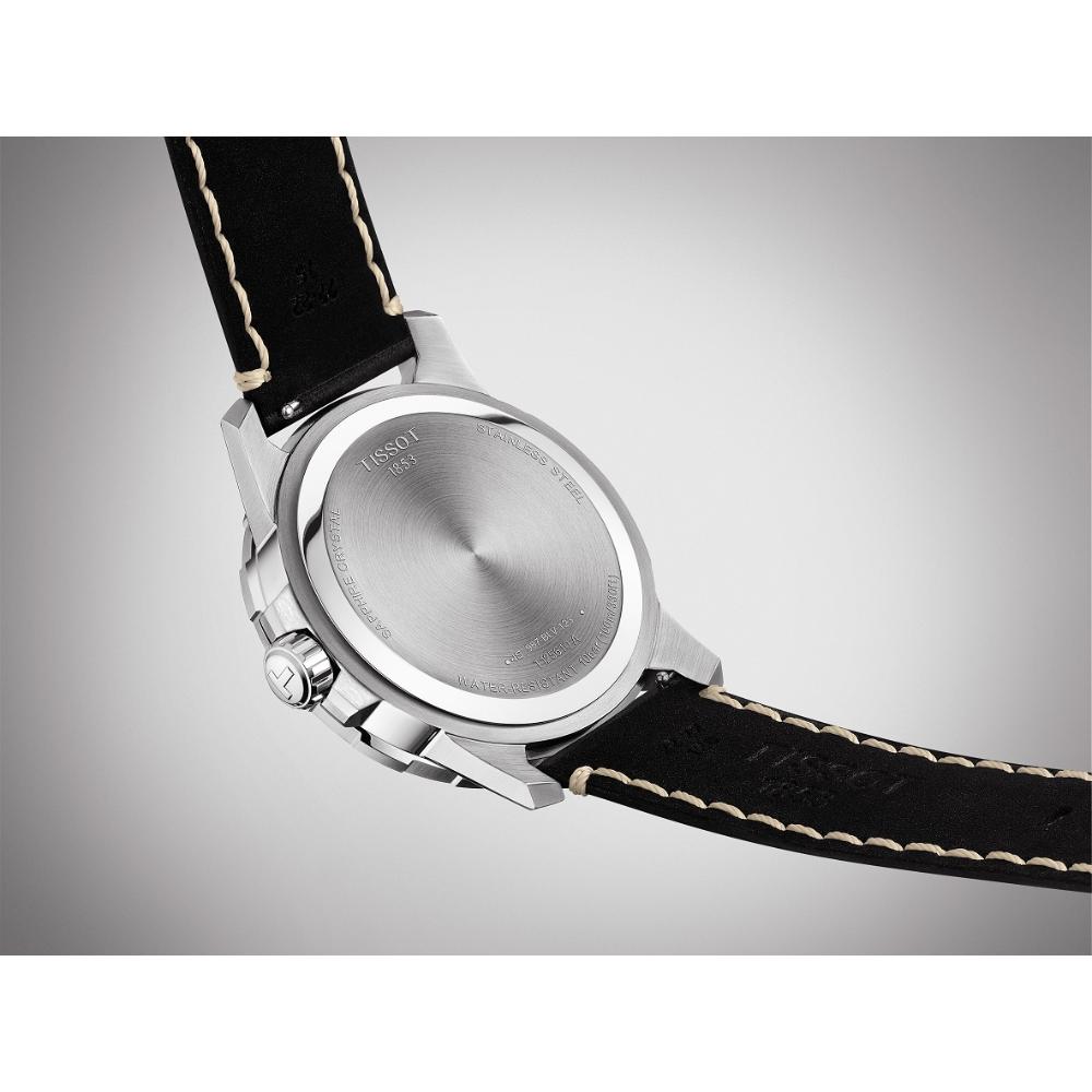 TISSOT Supersport Three Hands 44mm Silver Stainless Steel Black Leather Strap T125.610.16.041.00