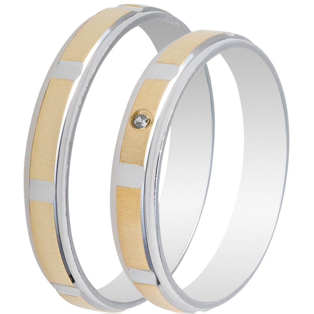 MASCHIO FEMMINA Celebrity Plus Collection Wedding Rings White and Yellow Gold TMF-25