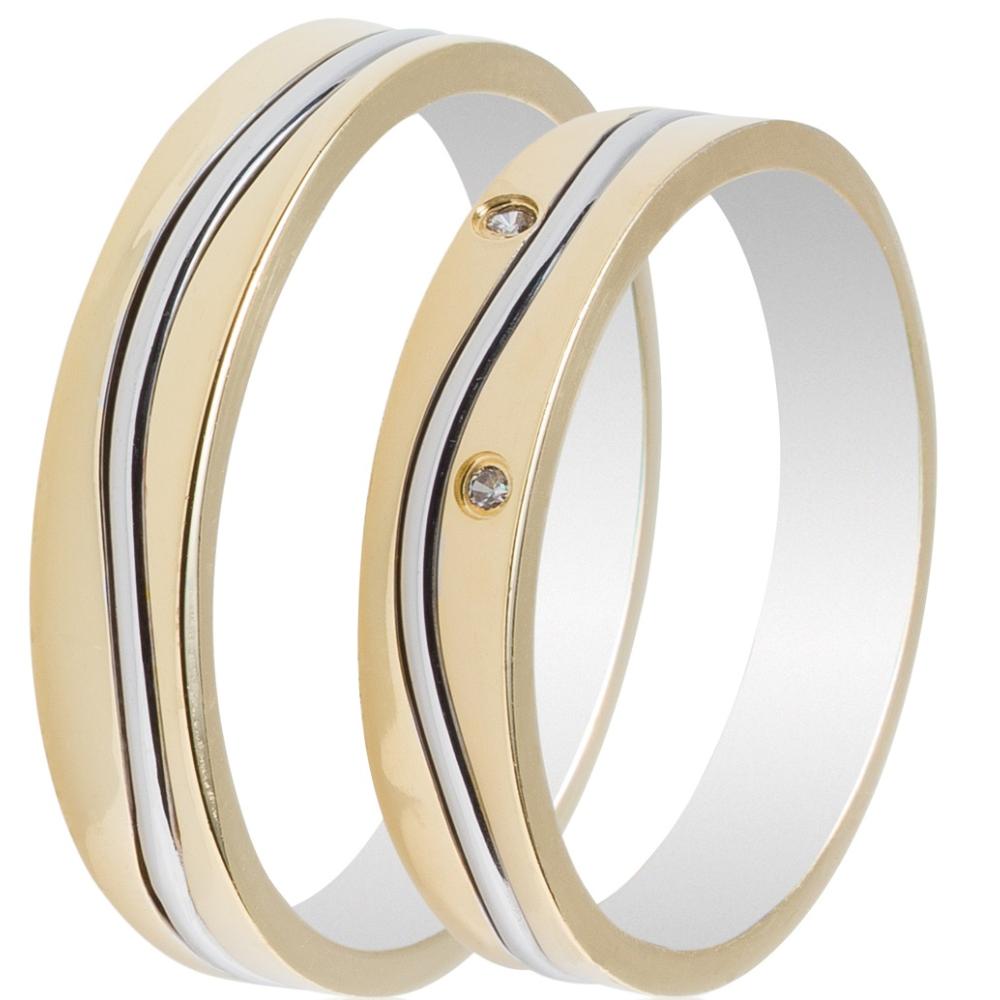 MASCHIO FEMMINA Celebrity Plus Collection Wedding Rings White and Yellow Gold TMF-28