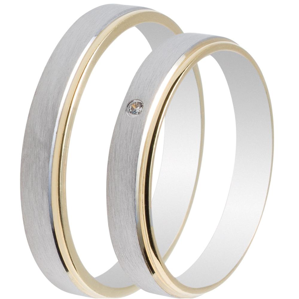 MASCHIO FEMMINA Celebrity Plus Collection Wedding Rings White and Yellow Gold TMF-30