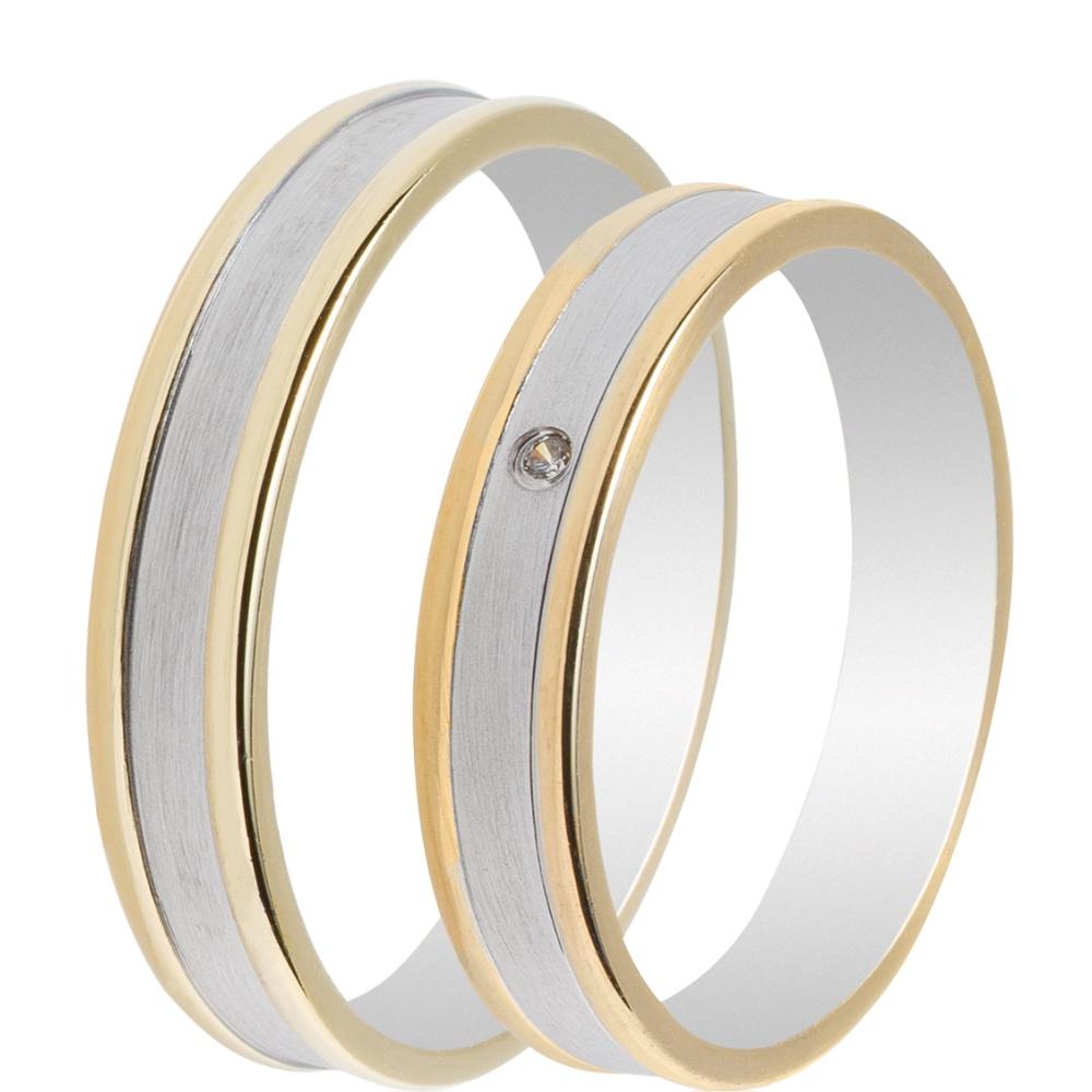 MASCHIO FEMMINA Celebrity Plus Collection Wedding Rings White and Yellow Gold TMF-33