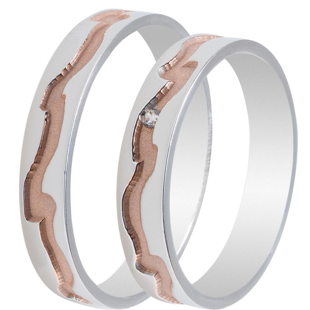 MASCHIO FEMMINA Celebrity Plus Collection Wedding Rings White and Rose Gold TMF-42