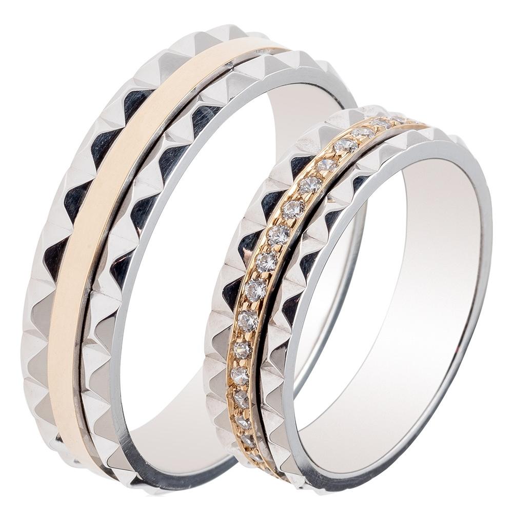 MASCHIO FEMMINA Famous Couple Collection Wedding Rings White and Yellow Gold TMF-57