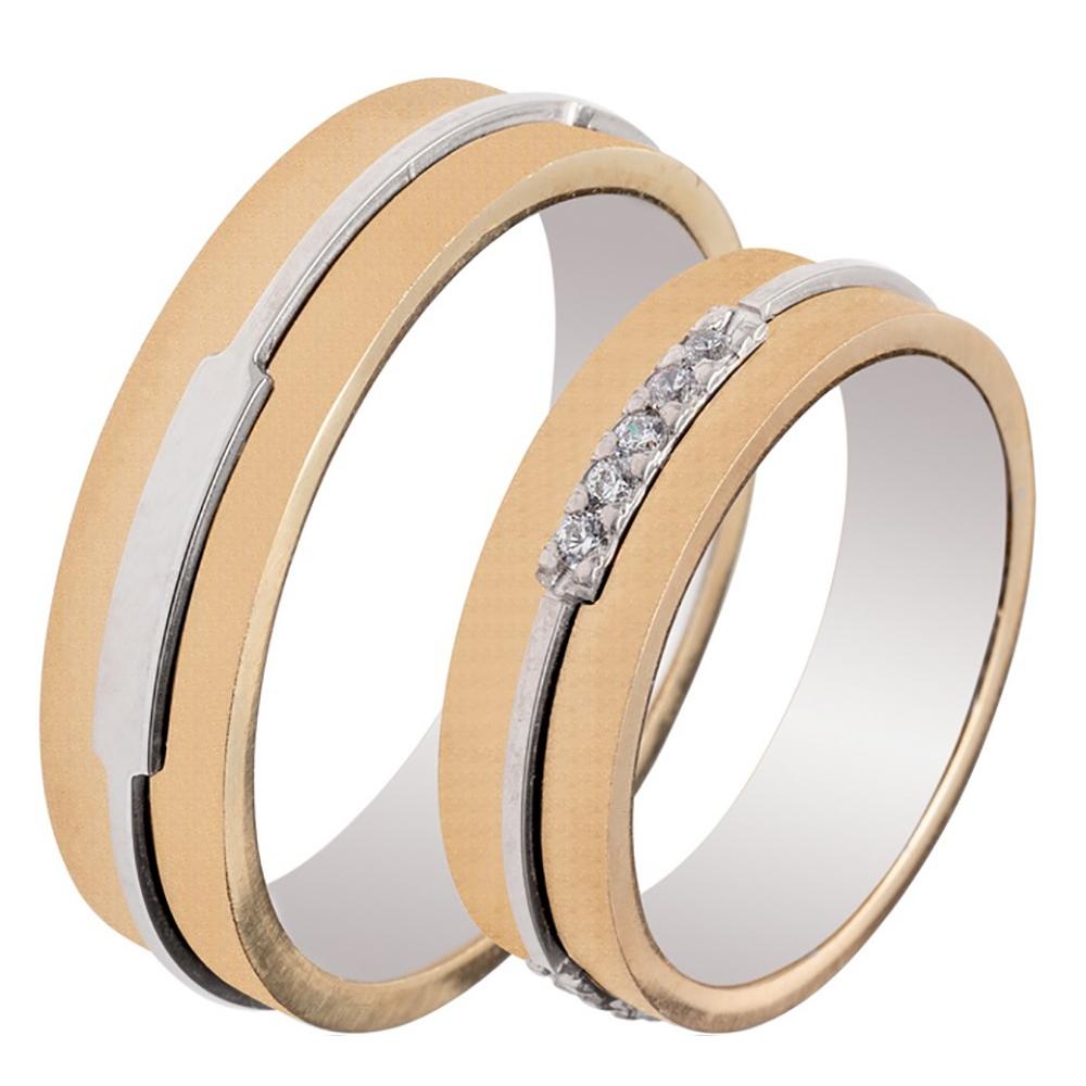 MASCHIO FEMMINA Famous Couple Collection Wedding Rings White and Yellow Gold TMF-59