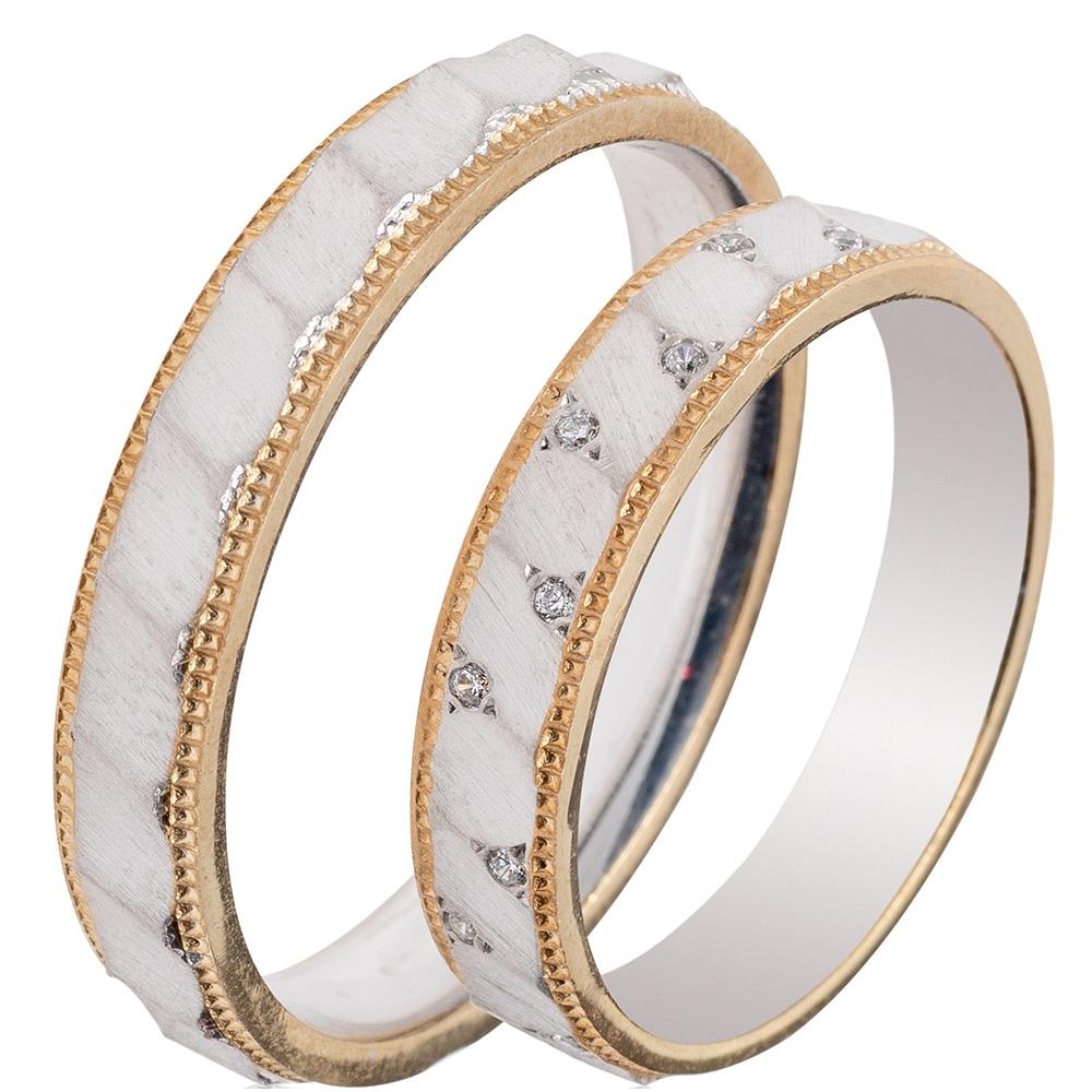 MASCHIO FEMMINA Famous Couple Collection Wedding Rings White and Yellow Gold TMF-70