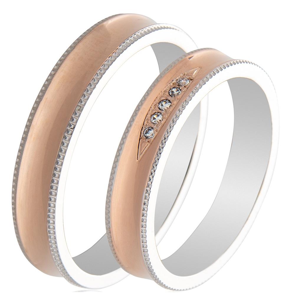 MASCHIO FEMMINA Famous In Love Collection Wedding Rings White and Rose Gold TMF-75