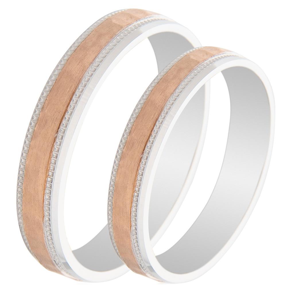 MASCHIO FEMMINA Famous In Love Collection Wedding Rings White and Rose Gold TMF-76