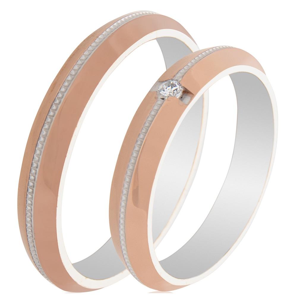 MASCHIO FEMMINA Famous In Love Collection Wedding Rings Rose and White Gold TMF-79