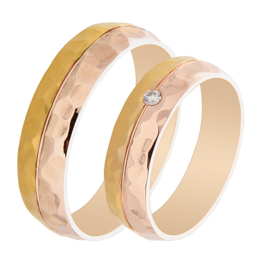 MASCHIO FEMMINA Famous In Love Collection Wedding Rings Yellow and Rose Gold TMF-80