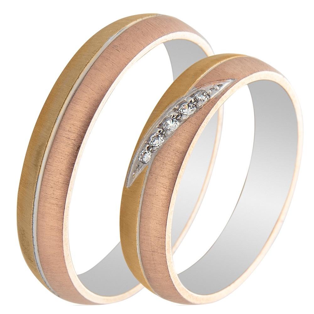 MASCHIO FEMMINA Famous in Love Collection Wedding Rings White, Rose and Yellow Gold TMF-82