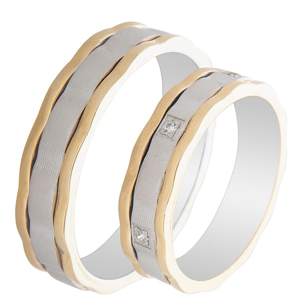 MASCHIO FEMMINA Famous In Love Collection Wedding Rings White and Yellow Gold TMF-96