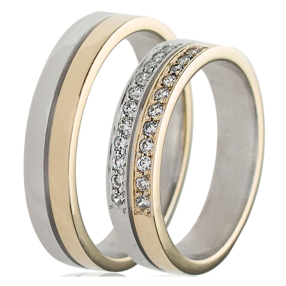 MASCHIO FEMMINA Celebrity Collection Wedding Rings White and Yellow Gold TMF-02