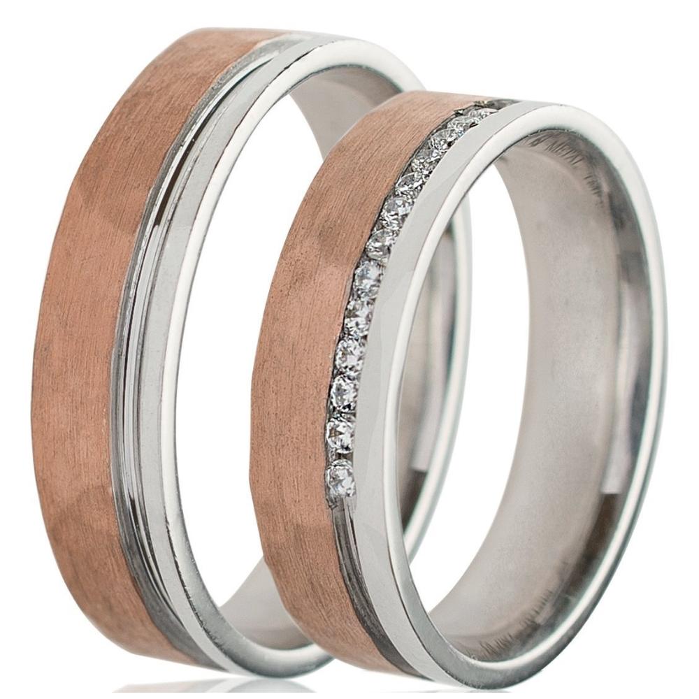 MASCHIO FEMMINA Celebrity Collection Wedding Rings White and Rose Gold TMF-03