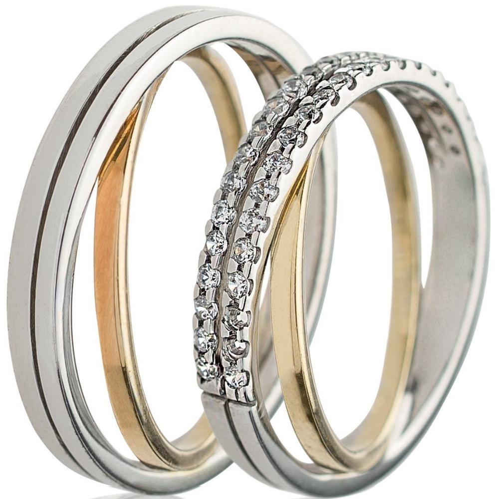 MASCHIO FEMMINA Celebrity Collection Wedding Rings White and Yellow Gold TMF-06