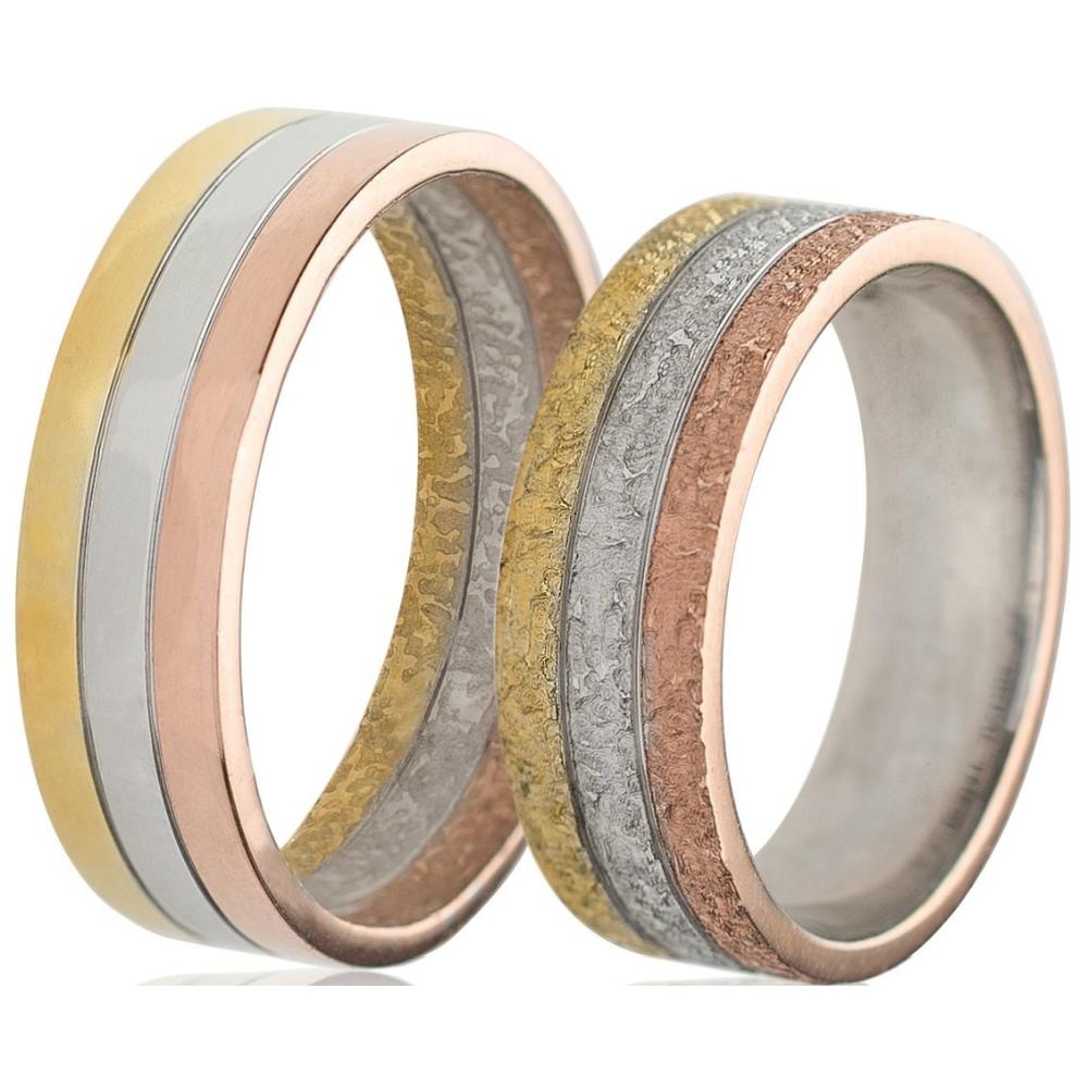 MASCHIO FEMMINA Celebrity Collection Wedding Rings White, Rose and Yellow Gold TMF-08