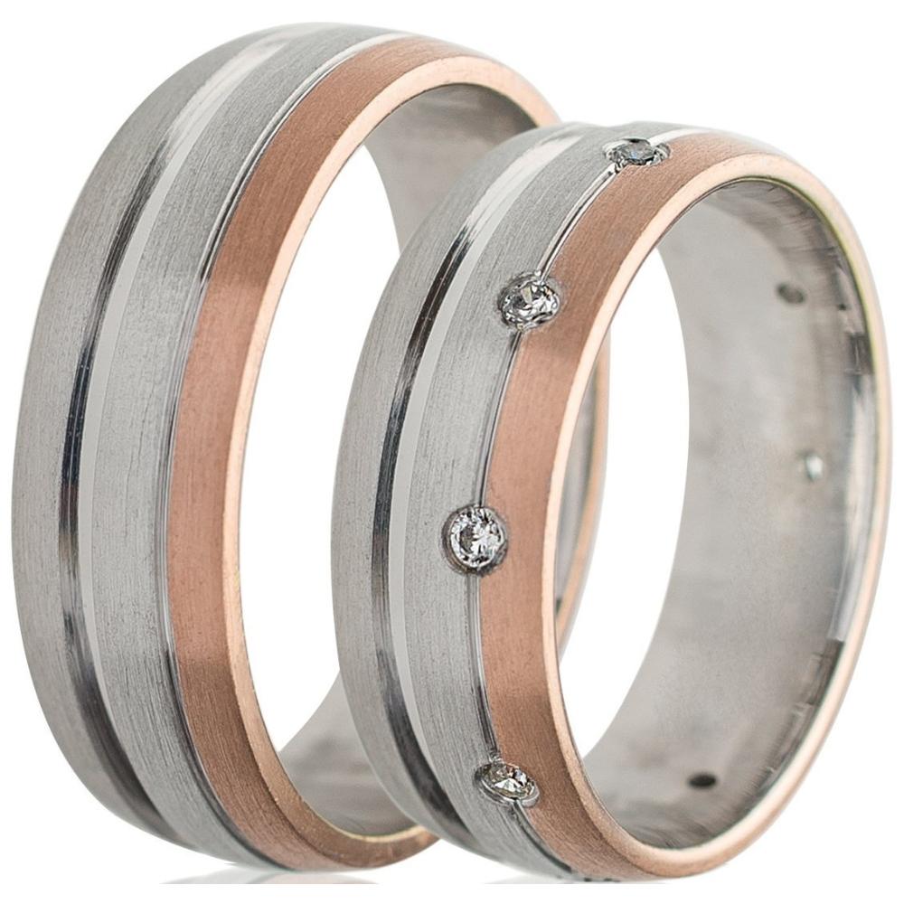 MASCHIO FEMMINA Celebrity Collection Wedding Rings White and Rose Gold TMF-10