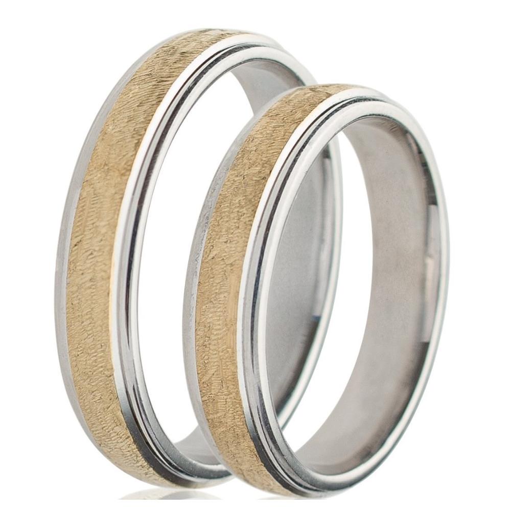 MASCHIO FEMMINA Celebrity Collection Wedding Rings White and Yellow Gold TMF-15