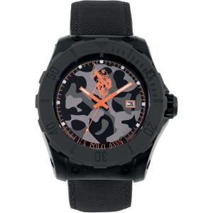 U.S. POLO Three Hands 45mm Black Stainless Steel Black Fabric Strap USP4237OR - 13199
