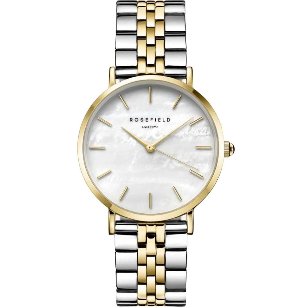 ROSEFIELD The Upper East Side White Pearl Dial 33mm Two Tone Gold Stainless Steel Bracelet UWDSSG-U30