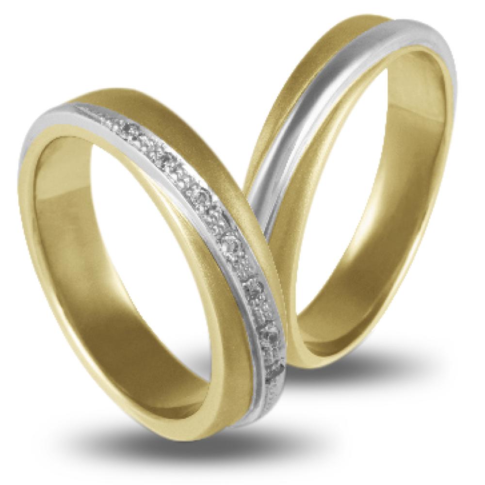 VERES4EVER Collection Wedding Rings White and Yellow Gold V2010CZ