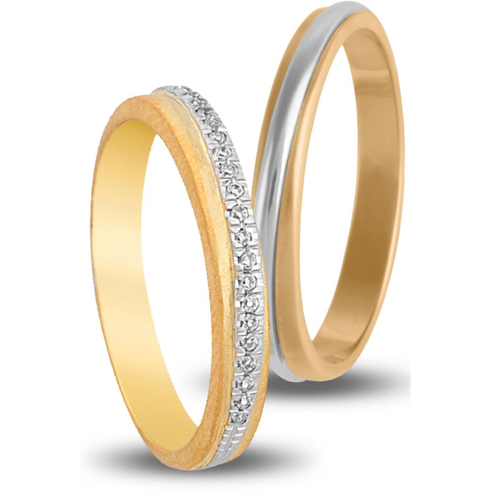 VERES4EVER Collection Wedding Rings White and Yellow Gold V2027CZ
