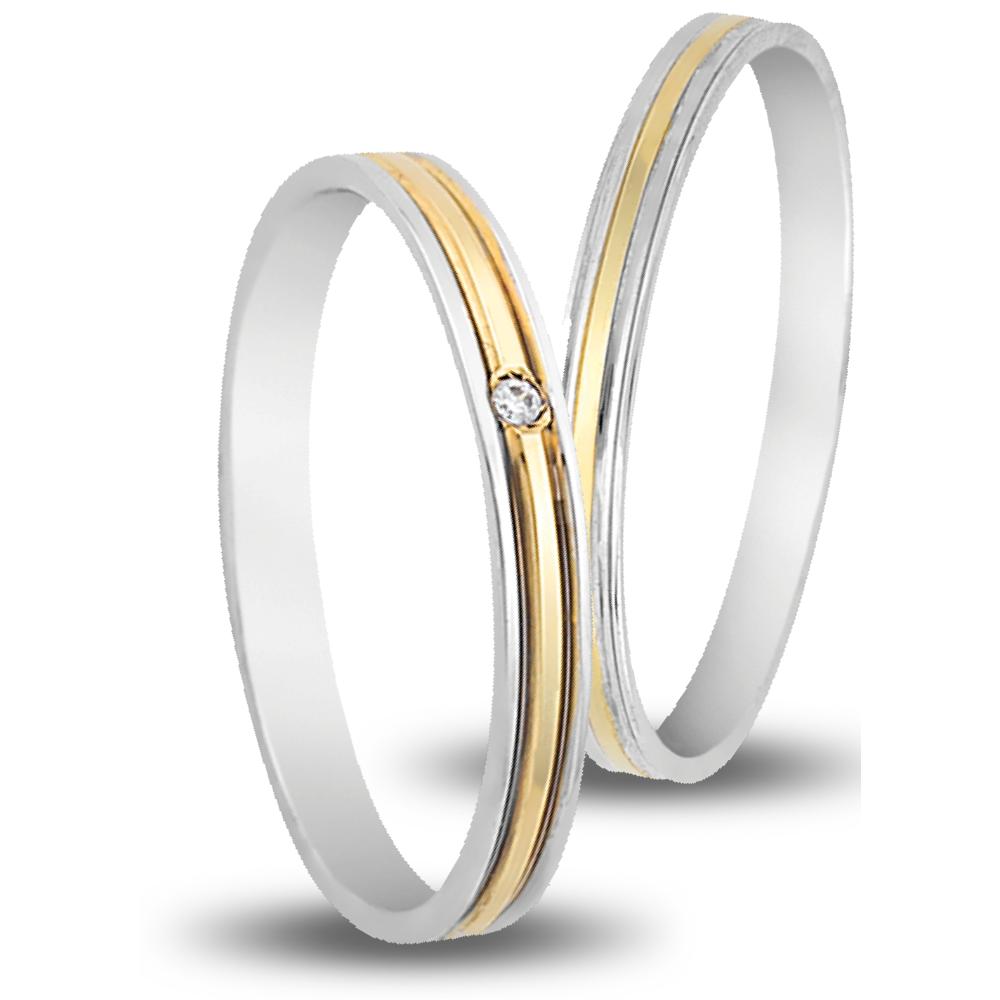 VERES4EVER Collection Wedding Rings White and Yellow Gold V3127CZ
