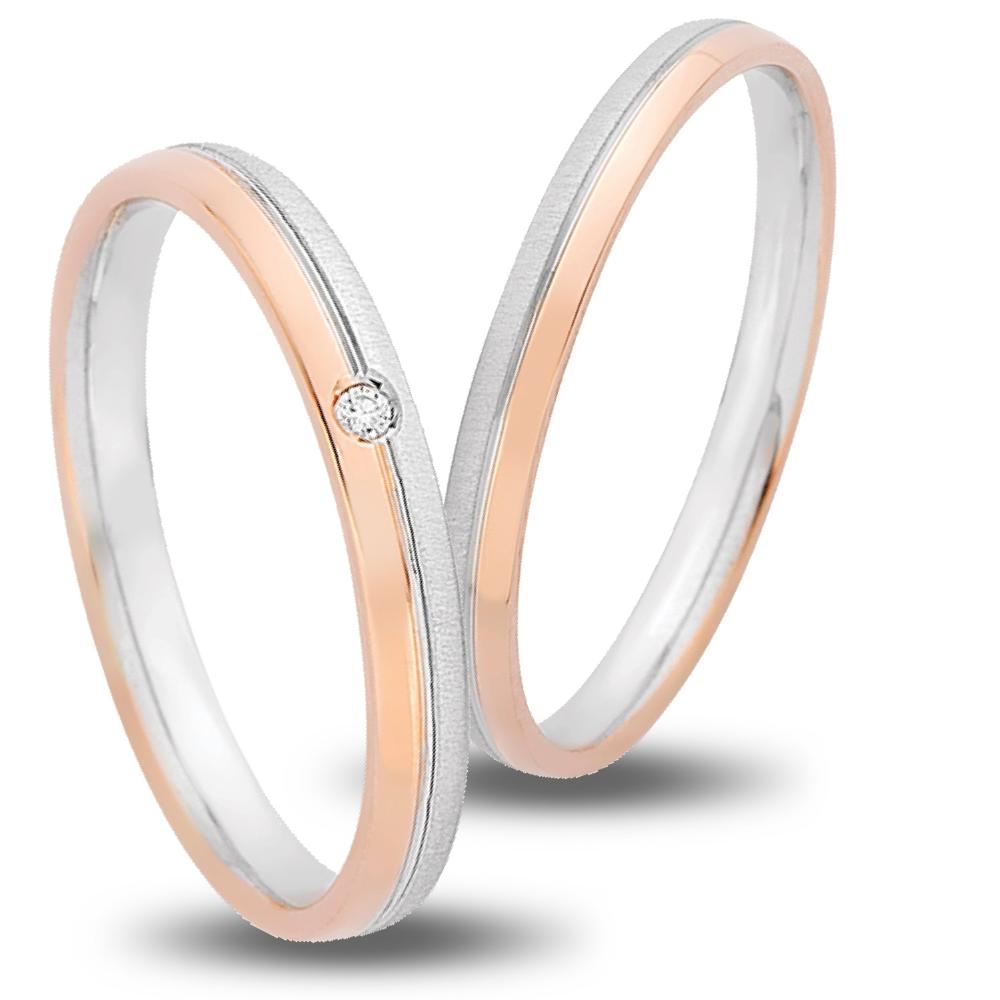 VERES4EVER Collection Wedding Rings White and Rose Gold V5014CZ