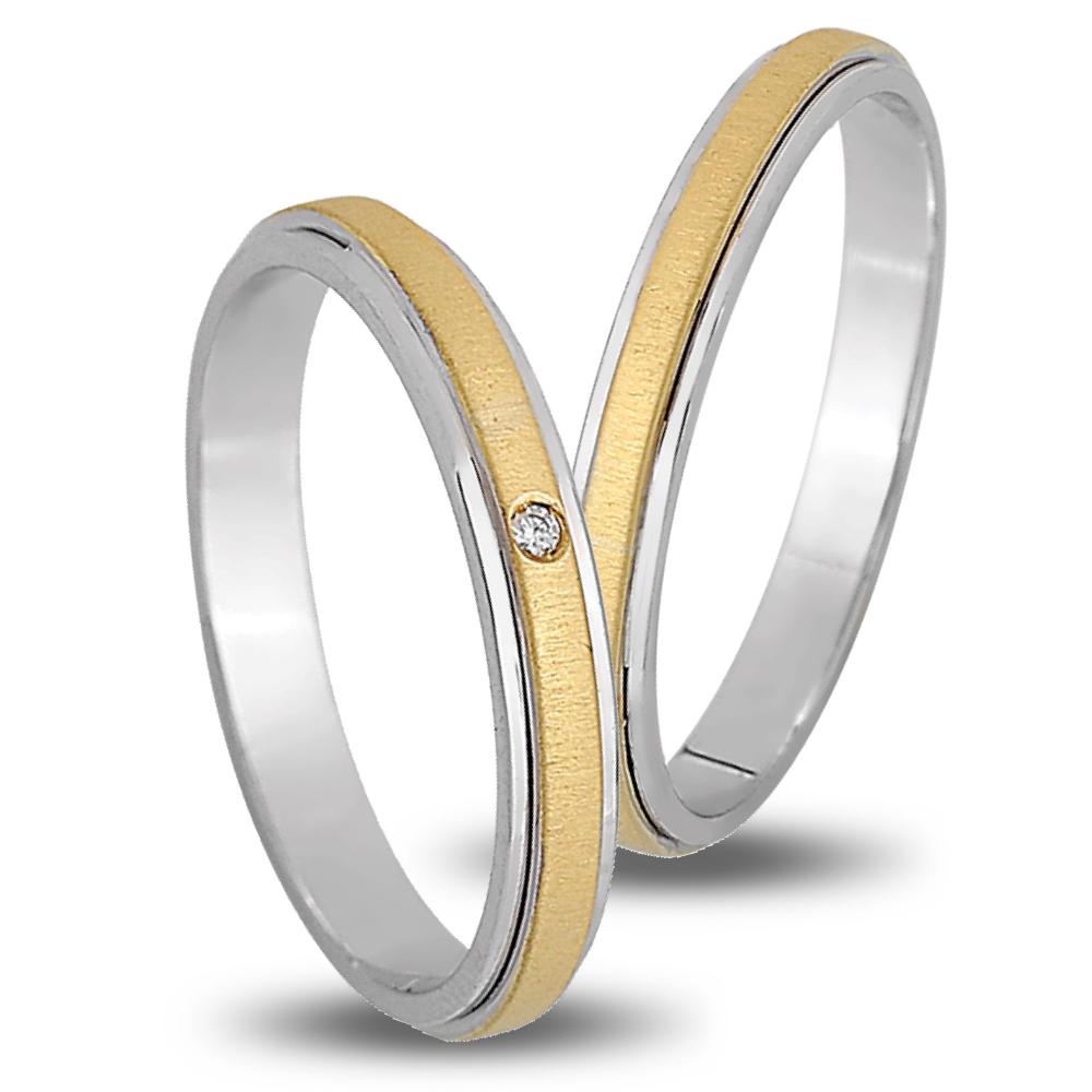 VERES4EVER Collection Wedding Rings White and Yellow Gold V5018CZ