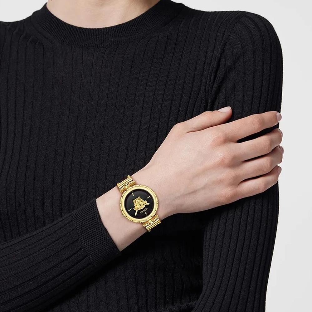 VERSACE Medusa Jewel Black Dial 34mm Gold Stainless Steel Bracelet VE0B00525