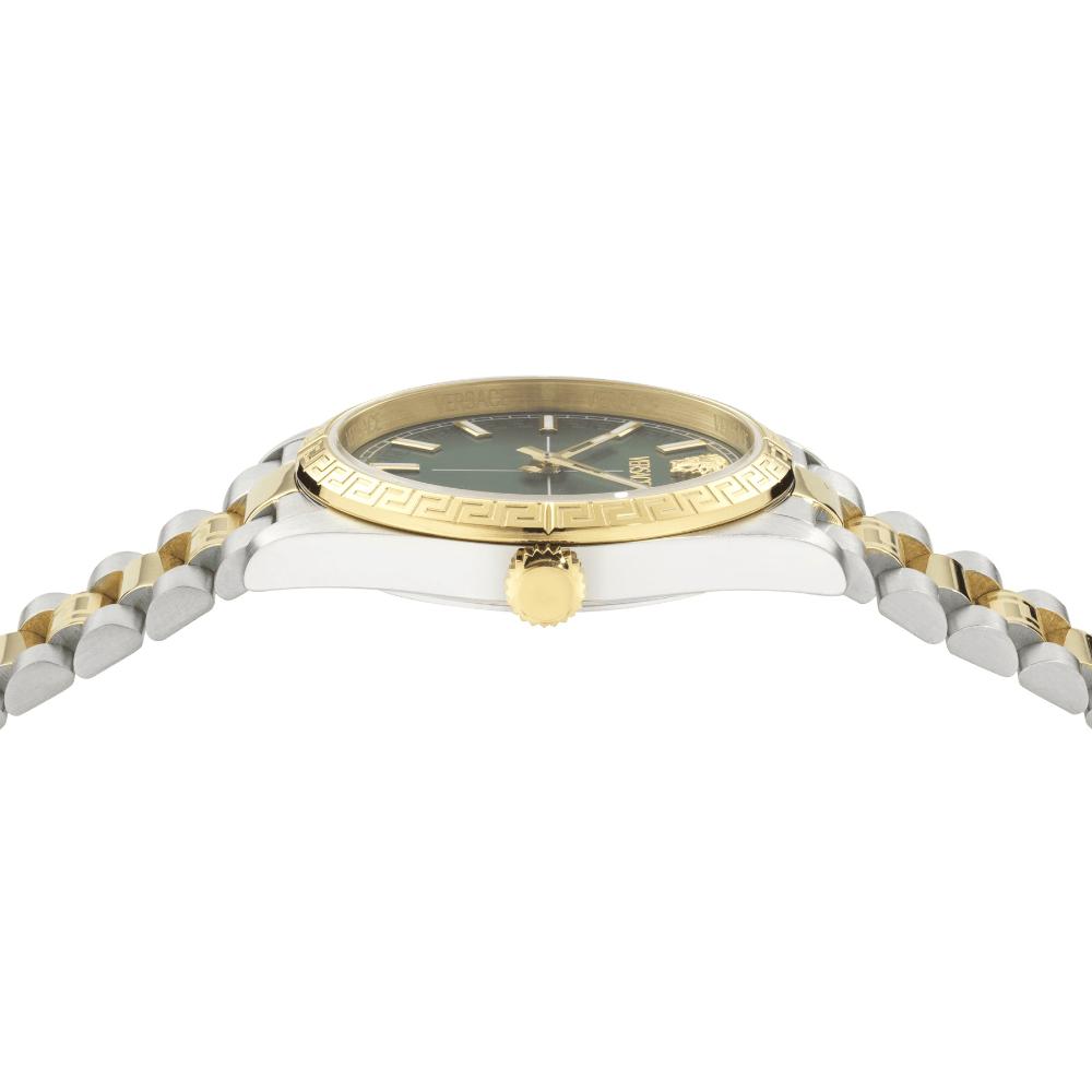 VERSACE Millenyium Lady Green Sunray Dial 32mm Two Tone Gold Stainless Steel Bracelet VE0E00425