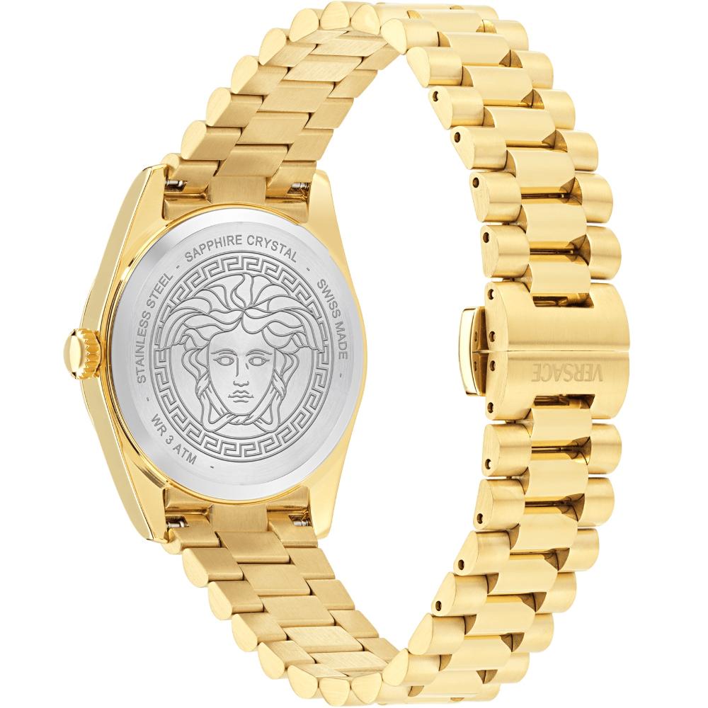 VERSACE Millenyium Lady Black Sunray Dial 32mm Gold Stainless Steel Bracelet VE0E00625