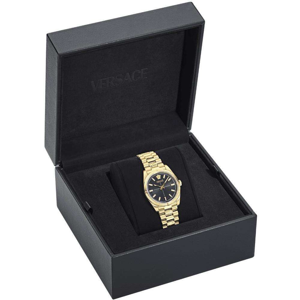 VERSACE Millenyium Lady Black Sunray Dial 32mm Gold Stainless Steel Bracelet VE0E00625
