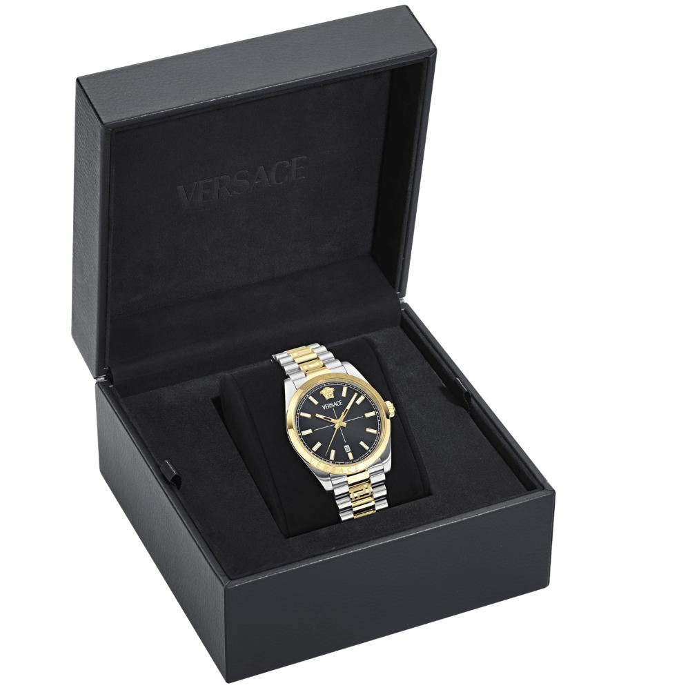 VERSACE Millenyium Gent Black Dial 40mm Two Tone Gold Stainless Steel Bracelet VE0G00525