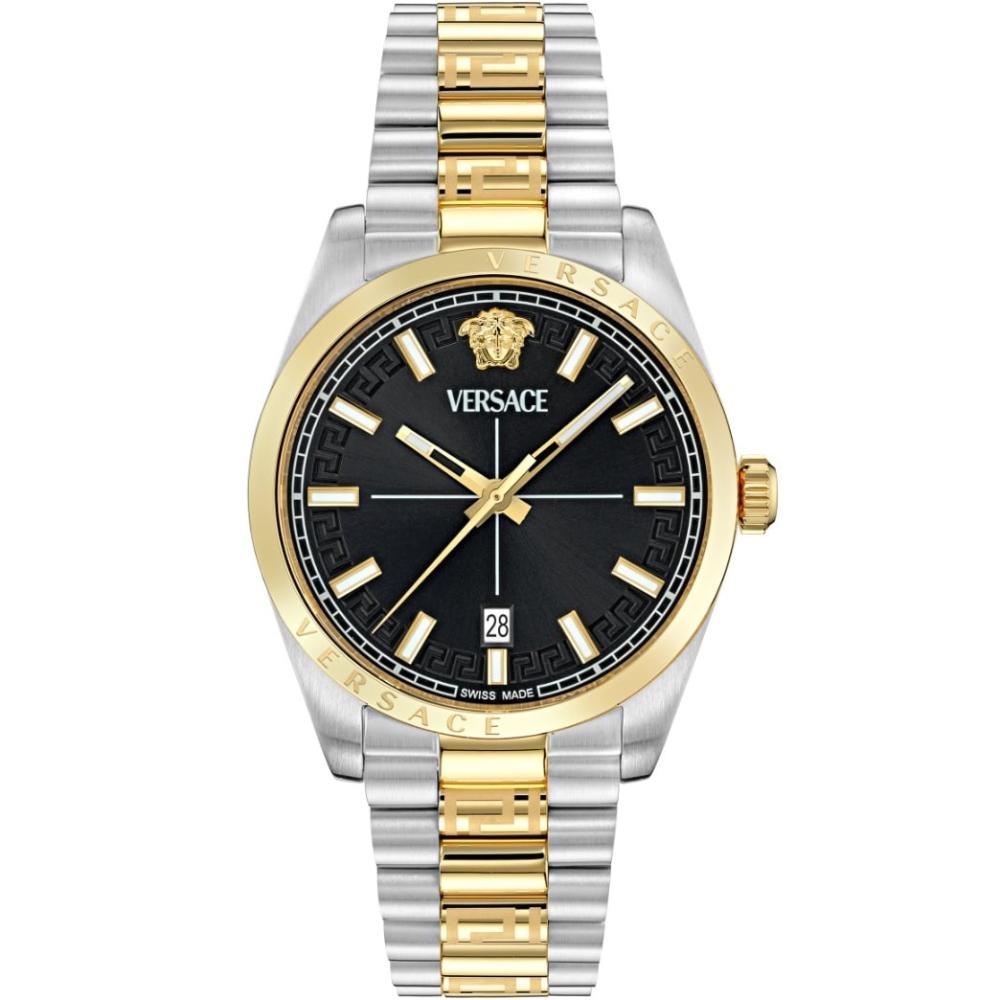 VERSACE Millenyium Gent Black Dial 40mm Two Tone Gold Stainless Steel Bracelet VE0G00525
