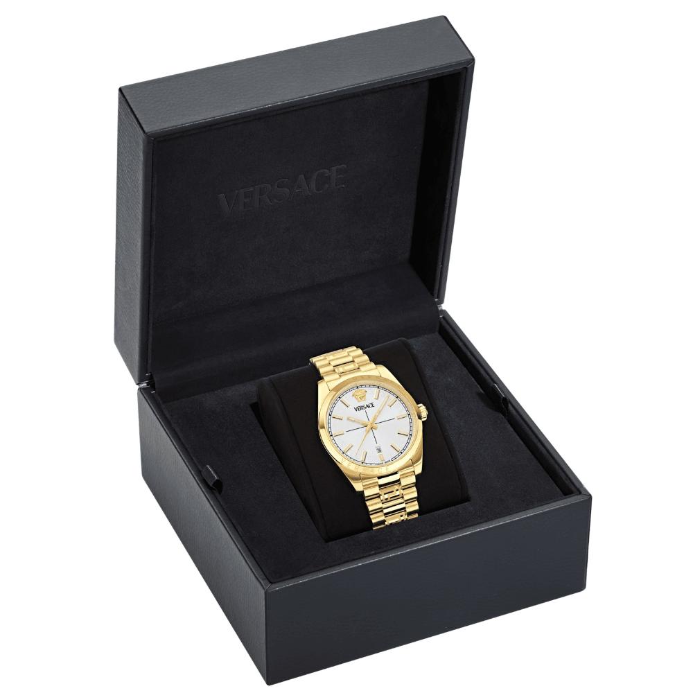 VERSACE Millenyium Gent Silver Dial 40mm Gold Stainless Steel Bracelet VE0G00625