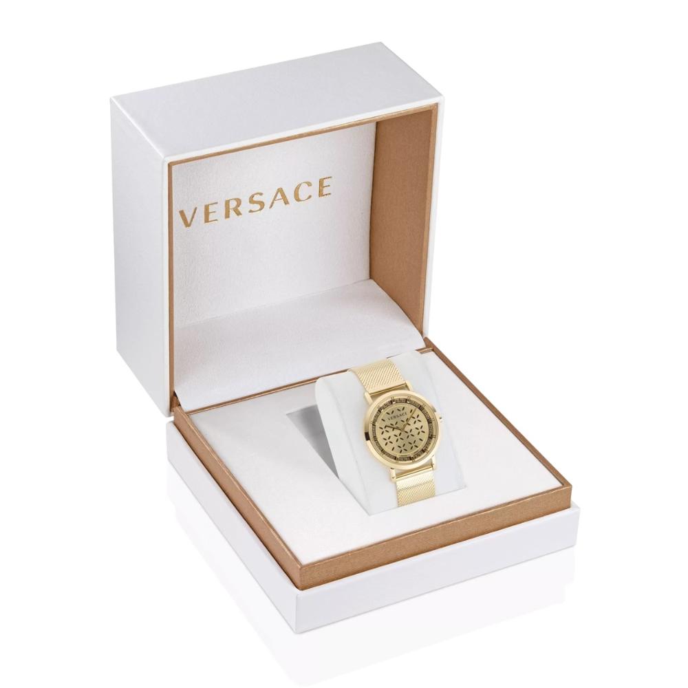 VERSACE New Generation Gold Dial 36mm Gold Stainless Steel Mesh Bracelet VE3M01223