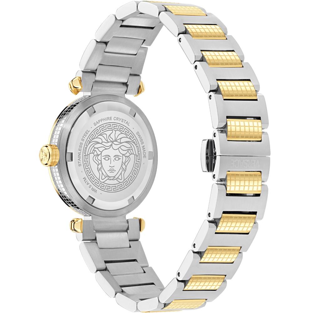 VERSACE Greek White Dial 35mm Two Tone Gold Stainless Steel Bracelet VE5B00325
