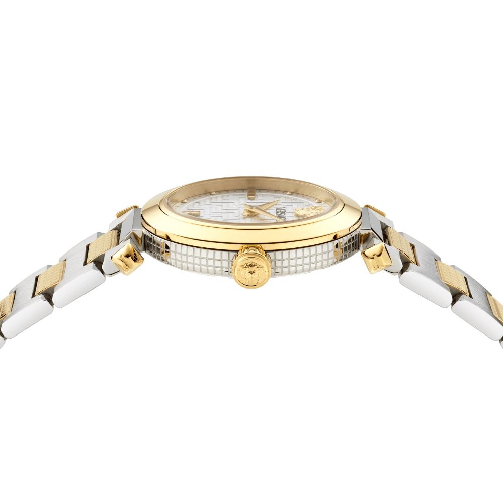 VERSACE Greek White Dial 35mm Two Tone Gold Stainless Steel Bracelet VE5B00325