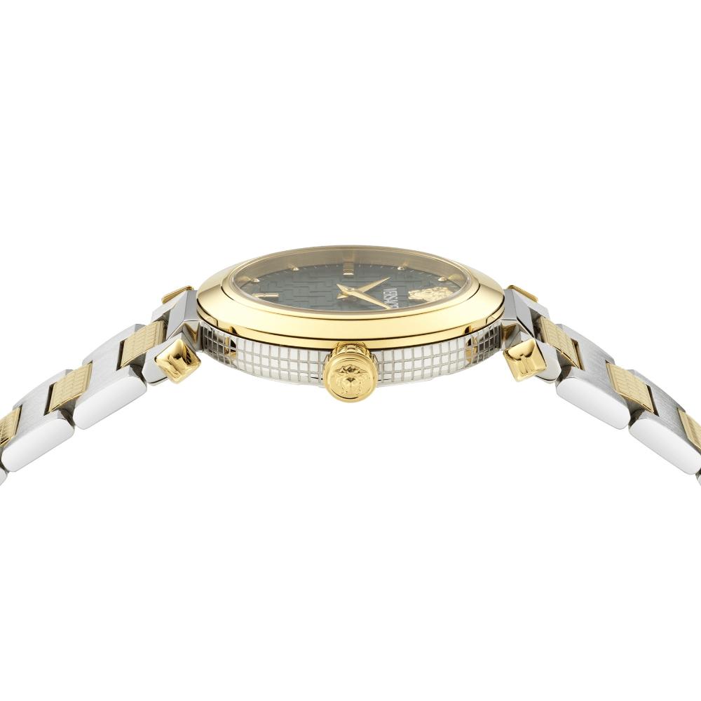 VERSACE Greek Green Dial 35mm Two Tone Gold Stainless Steel Bracelet VE5B00525