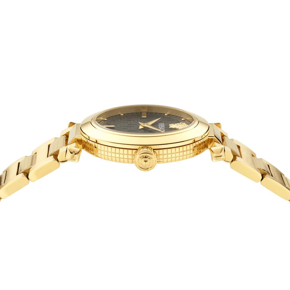 VERSACE Greek Black Dial 35mm Gold Stainless Steel Bracelet VE5B00625