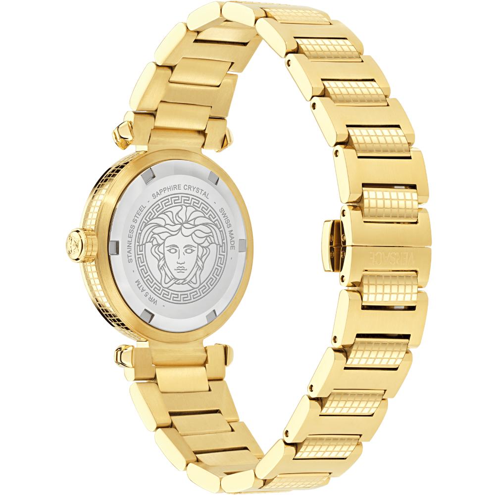 VERSACE Greek Black Dial 35mm Gold Stainless Steel Bracelet VE5B00625