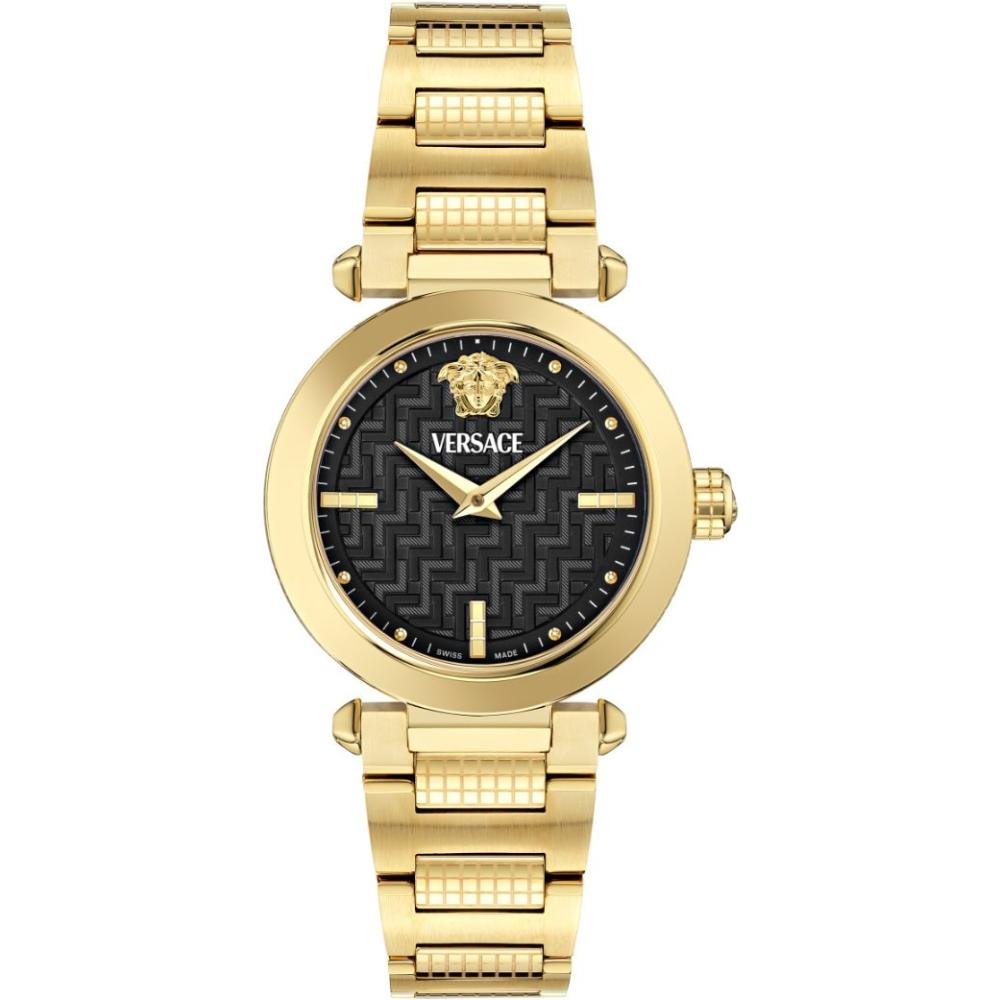 VERSACE Greek Black Dial 35mm Gold Stainless Steel Bracelet VE5B00625