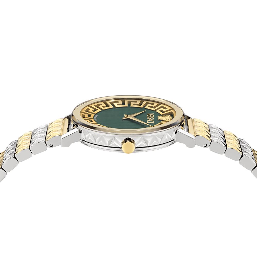 VERSACE Daedalus Green Dial 35mm Two Tone Gold Stainless Steel Bracelet VE9A00424