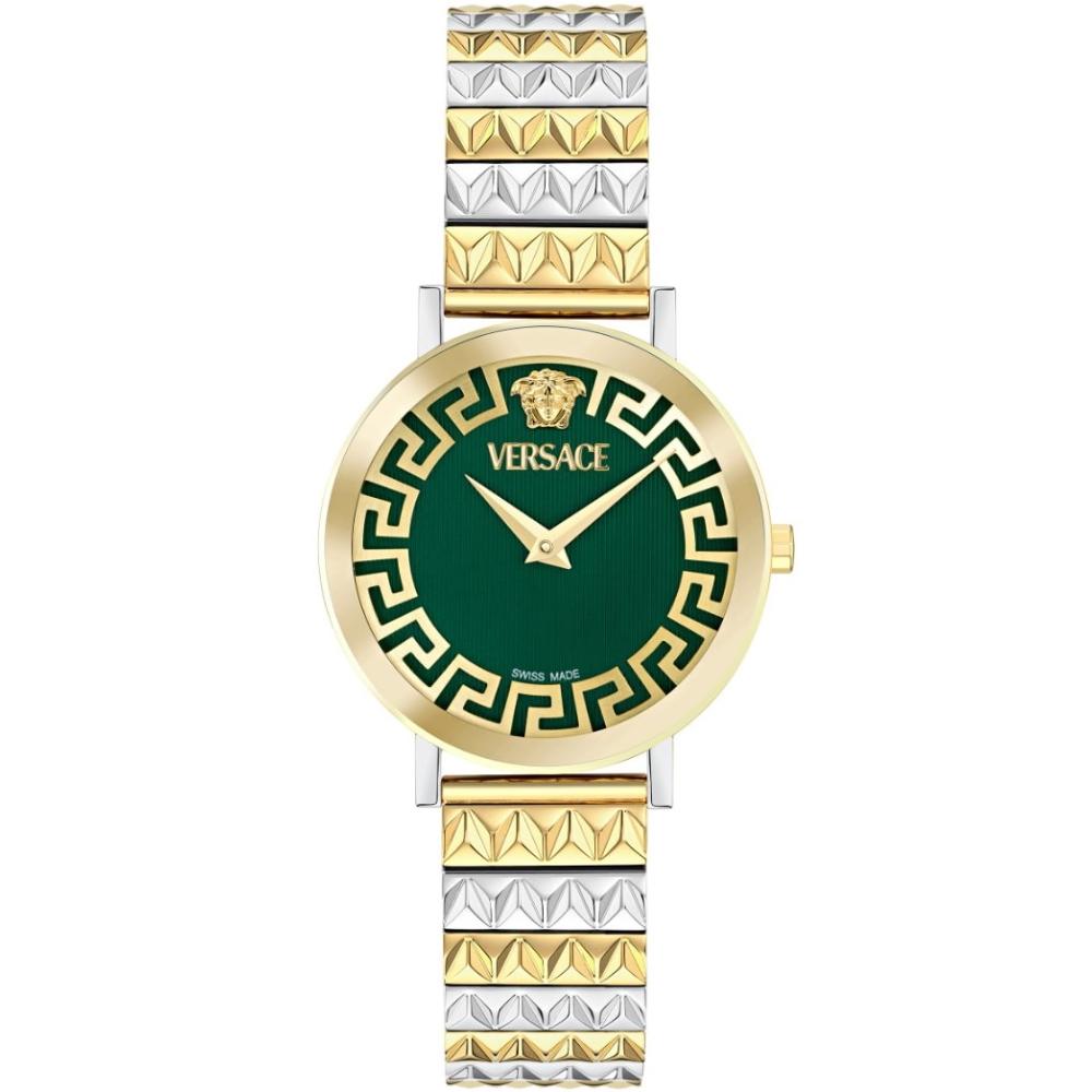 VERSACE Daedalus Green Dial 35mm Two Tone Gold Stainless Steel Bracelet VE9A00424