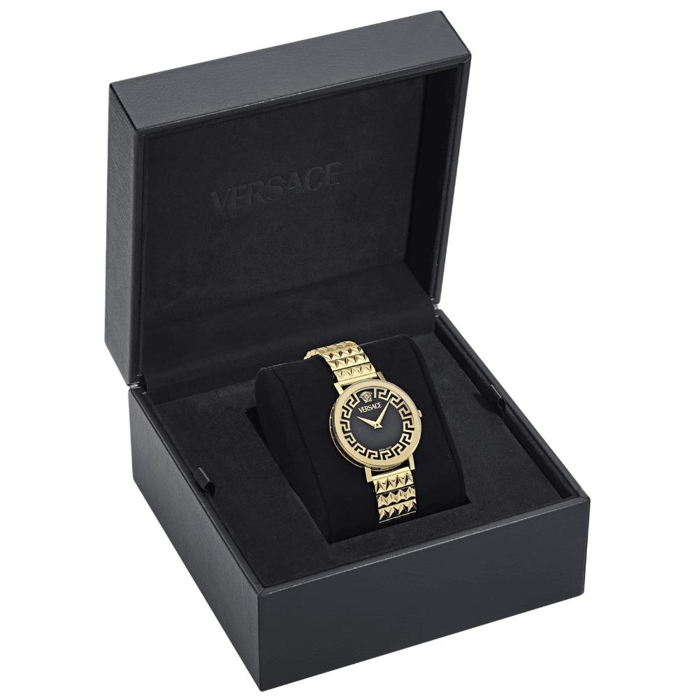 VERSACE Daedalus Black Dial 35mm Gold Stainless Steel Bracelet VE9A00524