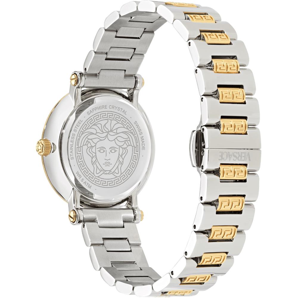 VERSACE Greca Sphere Silver Dial 35mm Two Tone Gold Stainless Steel Bracelet VE9C00524