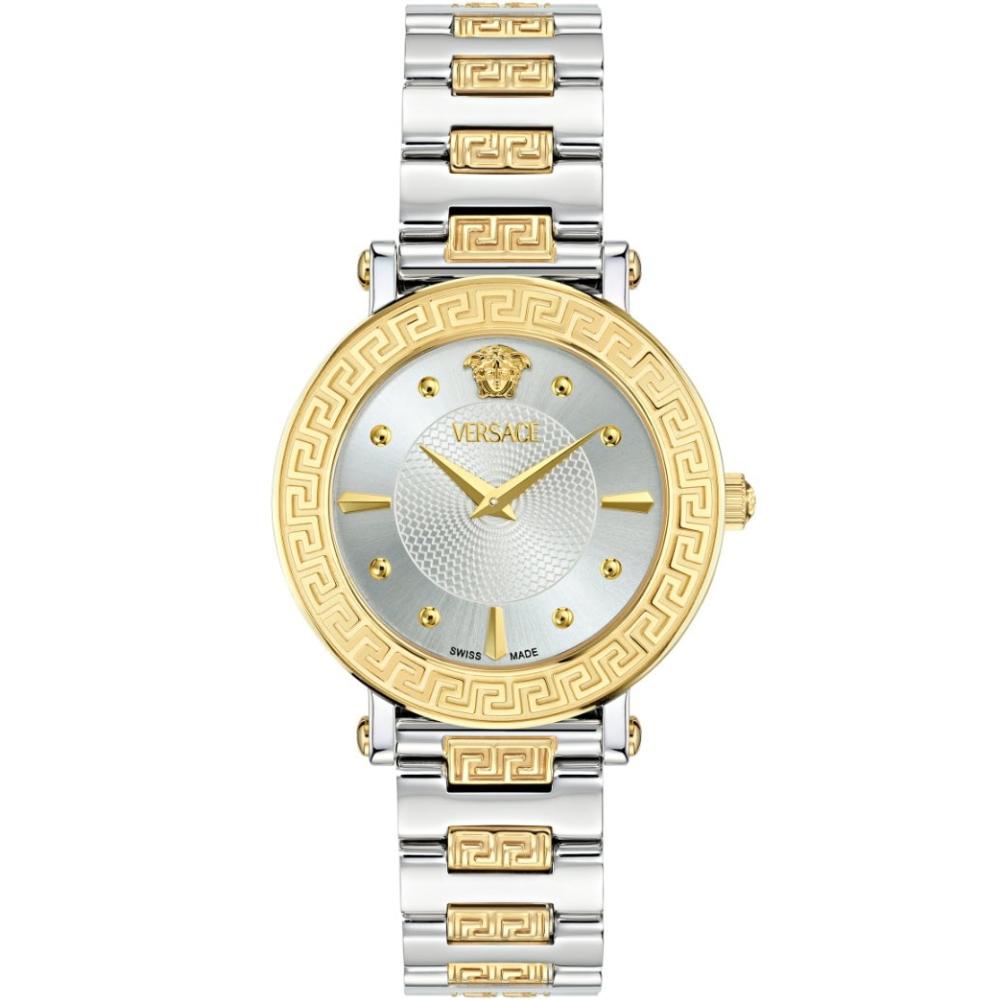 VERSACE Greca Sphere Silver Dial 35mm Two Tone Gold Stainless Steel Bracelet VE9C00524