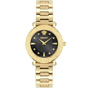 VERSACE Greca Sphere Black Dial 35mm Gold Stainless Steel Bracelet VE9C00724 - 50055